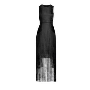 H&M Conscious Collection 2013 Black Fringe Maxi Dress‎ Size 4 S Small